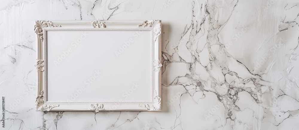 Poster white background with a blank photo frame providing copy space image.