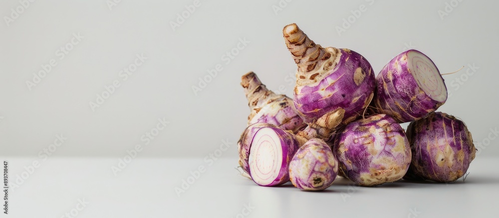 Poster taro displayed on a clear white surface with copy space image available.