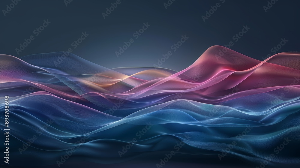 Poster abstract wavy lines of blue and pink create a mesmerizing digital art piece with a sense of motion a