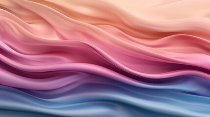 Obraz premium Abstract pastel gradient waves in soft pink, peach, and blue hues. Perfect for backgrounds, textile patterns, and creative projects.