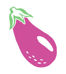 Eggplant drawing hand painted with ink brush. Png clipart isolated on transparent background