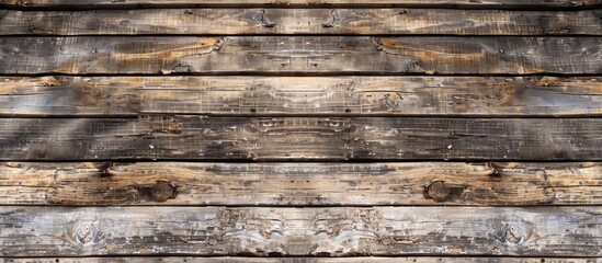 Obraz premium Weathered wooden boards provide a rustic backdrop or texture suitable for design projects needing a vintage aesthetic with copy space image.