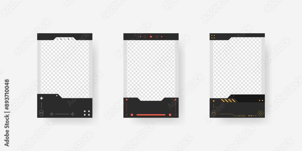 Poster abstract sci-fi frame template. cyberpunk frame set.