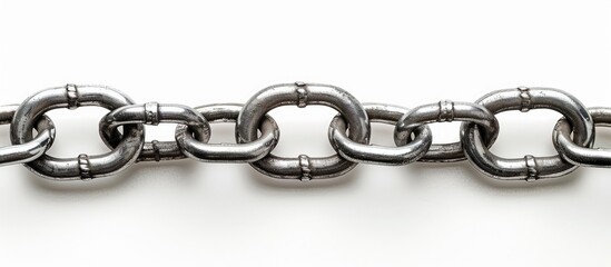 Isolated on a white backdrop, a steel chain with copy space image.