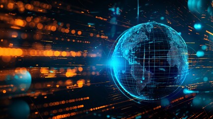 Fototapeta premium earth digital technology neural network