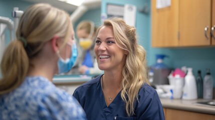 Obraz premium dental hygienist teaching a patient proper oral hygiene techniques