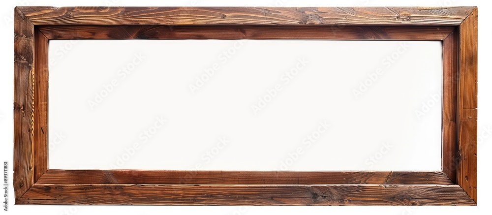 Poster wooden picture frame with a white background and a blank space for an image. image with copy space