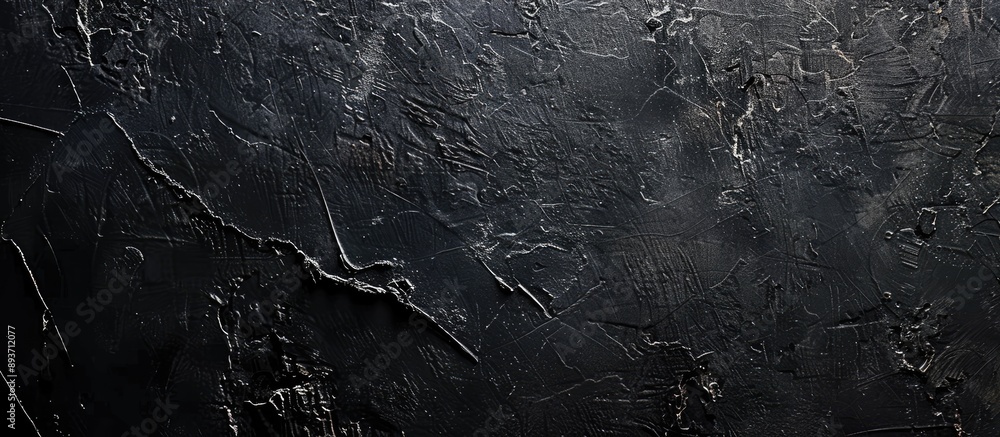Poster top view of a grunge black background with a textured surface, ideal for placing text with a copy sp