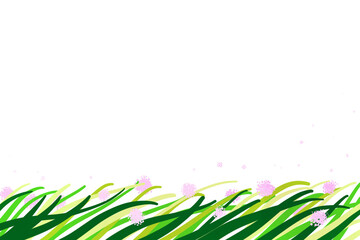 Pink flower and green grass background