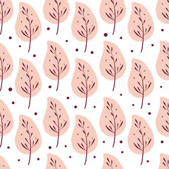 Seamless pattern with autumn leaves. Trendy flat style.