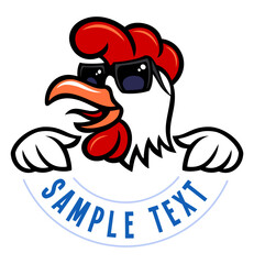 Cartoon style chicken character, vector illustration. Chicken farm logo design concept. Isolated on white background.