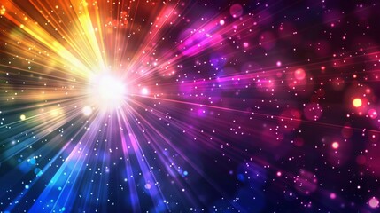 Fototapeta premium A colorful light with a rainbow and stars