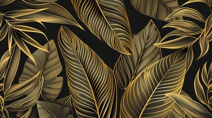 Golden Tropical Leaves