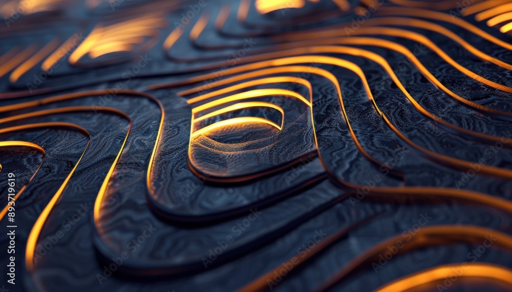 Poster glowing lines creating an intricate geometric pattern, the shapes interlocking seamlessly