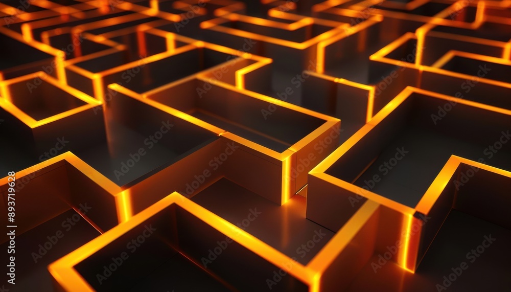 Poster glowing lines creating an intricate geometric pattern, the shapes interlocking seamlessly
