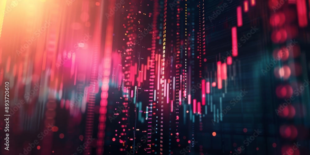 Poster a dynamic digital stock market chart displaying financial data trends and insightful market analysis