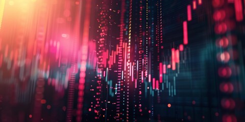 A dynamic digital stock market chart displaying financial data trends and insightful market analysis