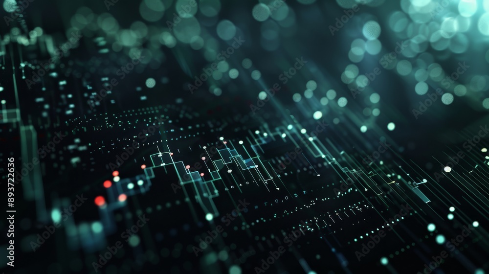 Poster abstract background featuring digital data visualization with futuristic technology and network patt