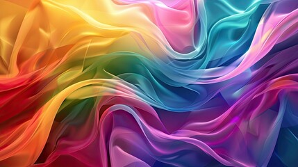 Obraz premium Ribbon strokes in rainbow hues forming a fluid wave, creating an abstract and dynamic design.