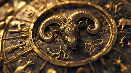 Aries Zodiac Sign in Gold