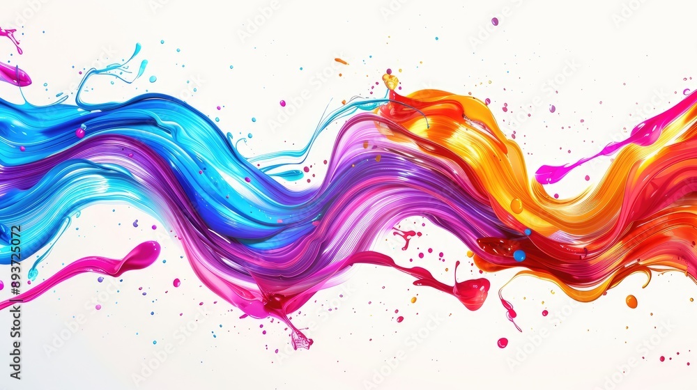 Poster swirling wave pattern with dynamic brush paint ribbons and vibrant color splashes.