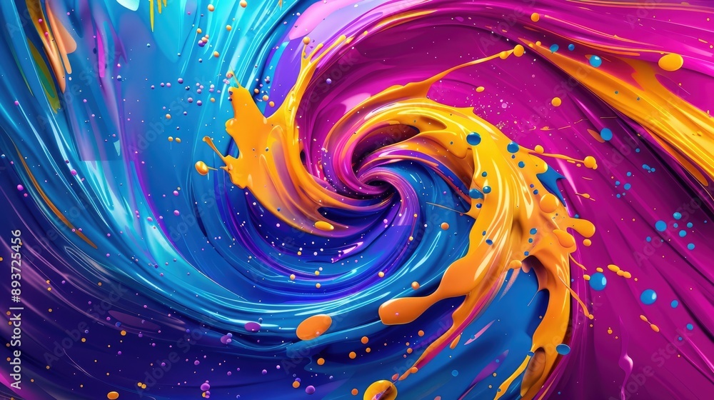 Aufkleber vibrant color swirl with ribbon-like brush strokes and dynamic splash elements.