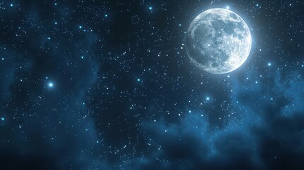 A dreamy wallpaper featuring a starry night sky with constellations and a full moon