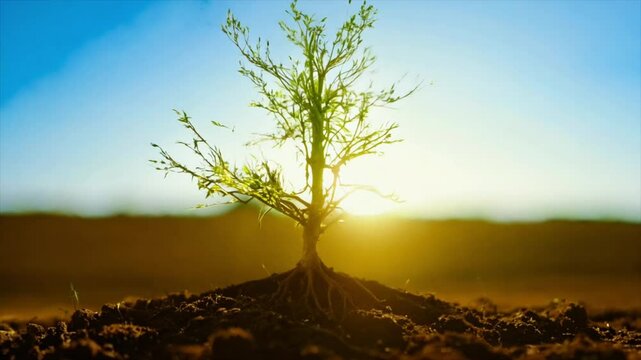 small young plant grows into a tree time lapse Generative AI