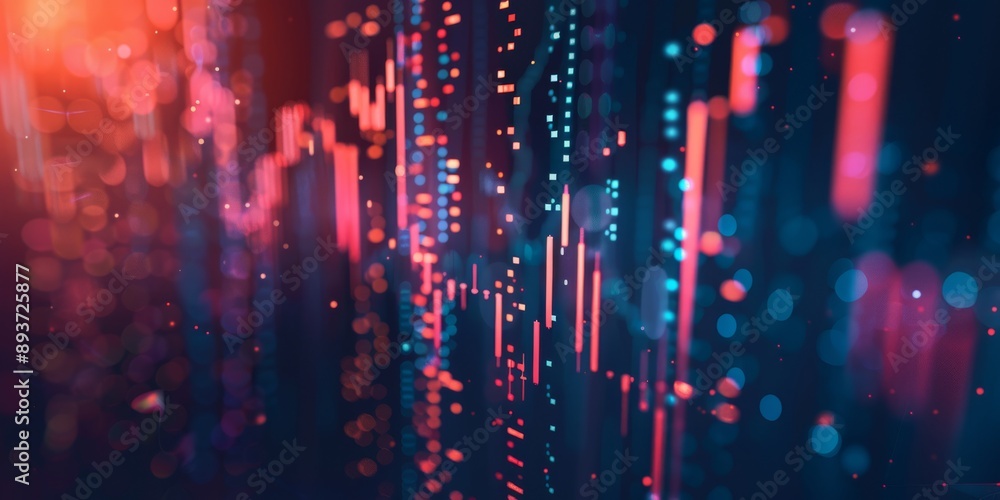 Poster a dynamic digital stock market chart displaying financial data trends and insightful market analysis