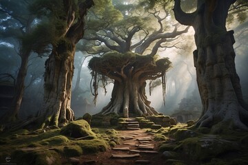 the charm of an ancient stone altar in the forest