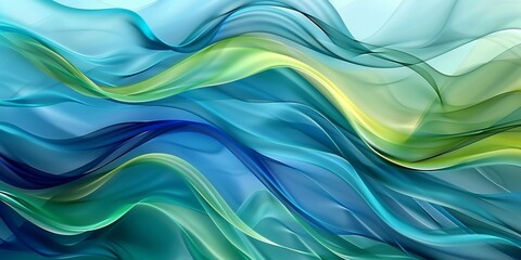Abstract wavy patterns in shades of blue and green suitable for backgrounds and graphic design purposes