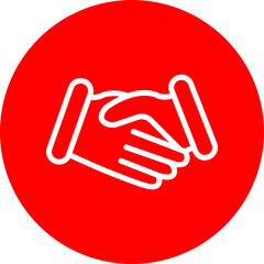 Handshake Vector Line White Circle Red