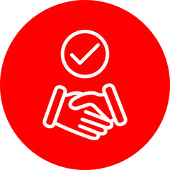 Handshake Icon Vector Line White Circle Red