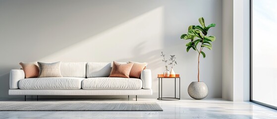 A modern living space with sleek furniture and minimalistic decor, natural lighting, highresolution photo, capturing the essence of recent design trends