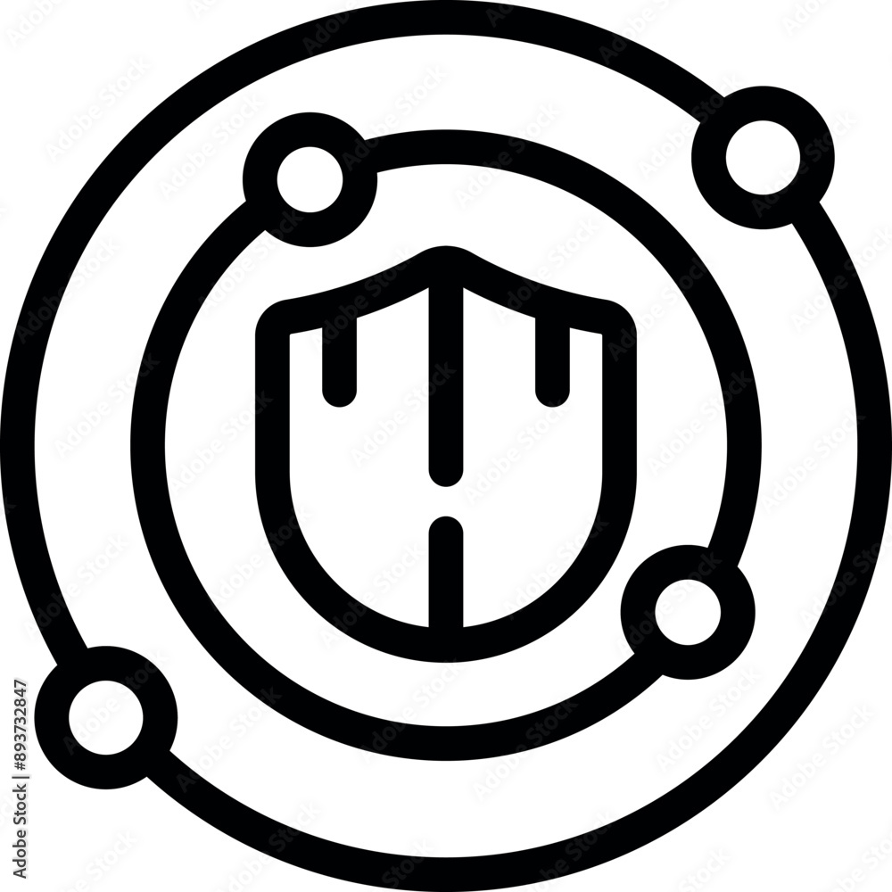 Poster shield is at the center of a network, symbolizing robust data protection and security measures