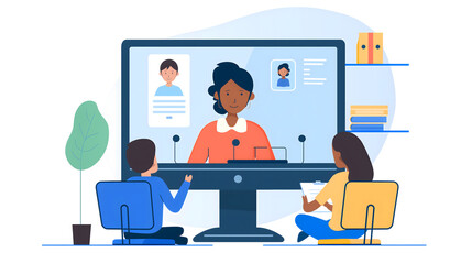 Students in Online Meeting with Teacher