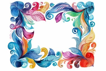 Colorful and Elegant Hand-Drawn Floral Border for Creative Projects and Decorative Use