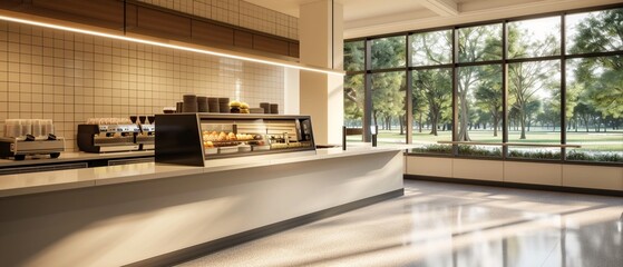 University campus cafe, guides assisting with digital menus, relaxed atmosphere, photo realistic, warm and cozy lighting, social academic setting