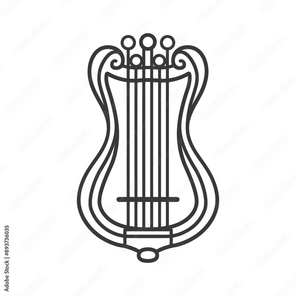 Wall mural ancient lyre minimalist line art icon logo symbol