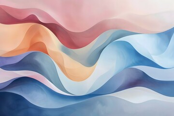 Dreamlike Mountainous Landscape with Flowing Waves of Color and Curves