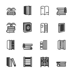 minimalist line art icon book collection set logo symbol