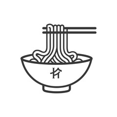 minimalist line art icon bowl of noodle collection set logo symbol