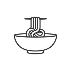 minimalist line art icon bowl of noodle collection set logo symbol