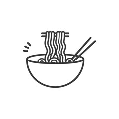 minimalist line art icon bowl of noodle collection set logo symbol