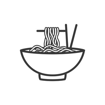 recommend clip art: minimalist line art icon bowl of noodle collection set logo symbol