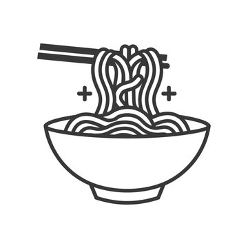 recommend clip art: minimalist line art icon bowl of noodle collection set logo symbol
