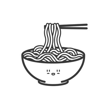 recommend clip art: minimalist line art icon bowl of noodle collection set logo symbol