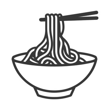 recommend clip art: minimalist line art icon bowl of noodle collection set logo symbol