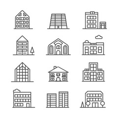 Fototapeta premium minimalist line art icon building collection set logo symbol