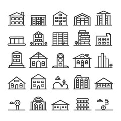 Fototapeta premium minimalist line art icon building collection set logo symbol